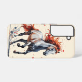 炎の精神 - 堂々たる馬の水彩画スマホケース SAMSUNG GALAXYケース (裏面横)