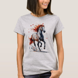 炎の精神 - 雄大な馬の水彩Tシャツ Tシャツ
