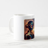 炎の背景を持つダークエイリアンプリンセスのポーズ コーヒーマグカップ (正面左)