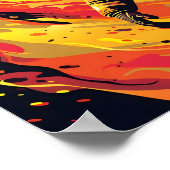 炎の背景を持つベクトル消防士 ポスター (角)