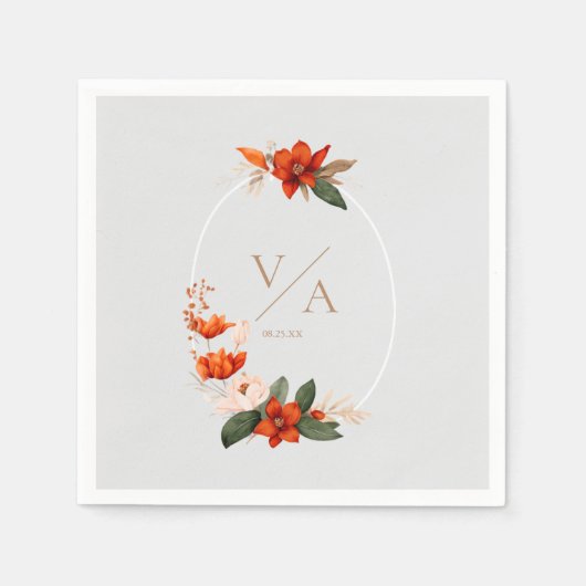 炎の花が咲くブーケ スタンダードカクテルナプキン (正面)