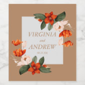 炎の花が咲くブーケ ワインラベル (シングルラベル)