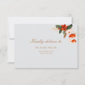 炎の花が咲くボホ結婚ブーケ 出欠カード (裏面)