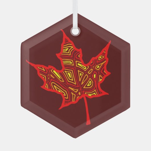 炎の葉の風船 ガラスオーナメント (正面)