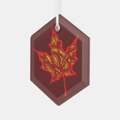 炎の葉の風船 ガラスオーナメント (正面左)