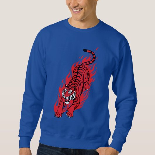 炎の赤いトラ – 激しい炎の獣Tシャツ スウェットシャツ (正面)