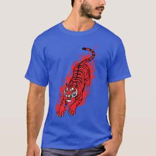 炎の赤いトラ – 激しい炎の獣Tシャツ Tシャツ