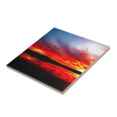 炎の赤い太陽が沈む タイル (側面)