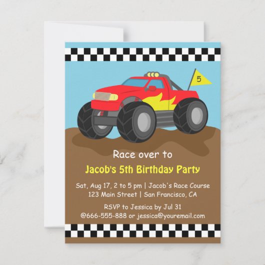 炎の赤い怪物の誕生パーティー 招待状 (正面)