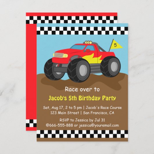 炎の赤い怪物の誕生パーティー 招待状 (正面/裏面)