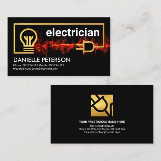 炎の赤い稲妻パワー電気配線 名刺 (正面/裏面)