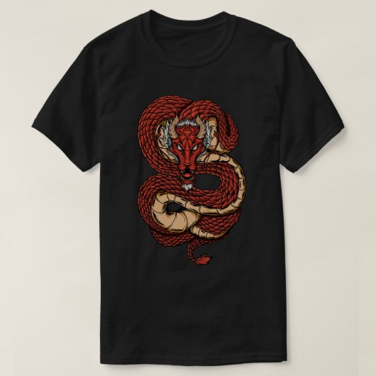 炎の赤い龍 Tシャツ (デザイン正面)