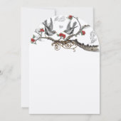 炎の赤 灰色 ヴィンテージ 鳥たち ウェディング セーブ・ザ・デート 招待状 (裏面)