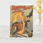 炎の輪の中を飛び跳ねるサーカス馬 カード (黄色い花)