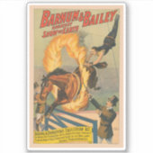 炎の輪の中を飛び跳ねるサーカス馬 シール (正面)