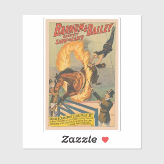 炎の輪の中を飛び跳ねるサーカス馬 シール (シート)