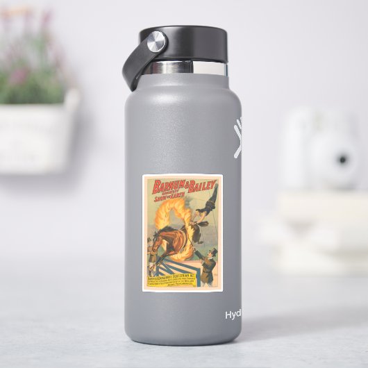 炎の輪の中を飛び跳ねるサーカス馬 シール (HydroFlask)