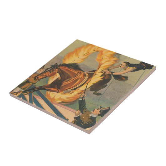 炎の輪の中を飛び跳ねるサーカス馬 タイル (側面)