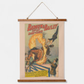 炎の輪の中を飛び跳ねるサーカス馬 吊り下げ型タペストリー (正面)