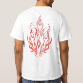 炎の霊の顔 | トライバル・ファイア・シルエット・アート Tシャツ (裏面)