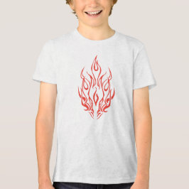 炎の霊の顔 | トライバル・フレイム・シルエット・アート トライブレンドTシャツ