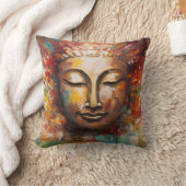 炎の静寂 – ブッダ表現主義アート クッション (ブランケット)