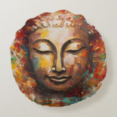炎の静寂 – ブッダ表現主義アート ラウンドクッション (裏面)