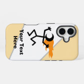 炎の頭のスティックマン iPhone 16ケース (裏面横)