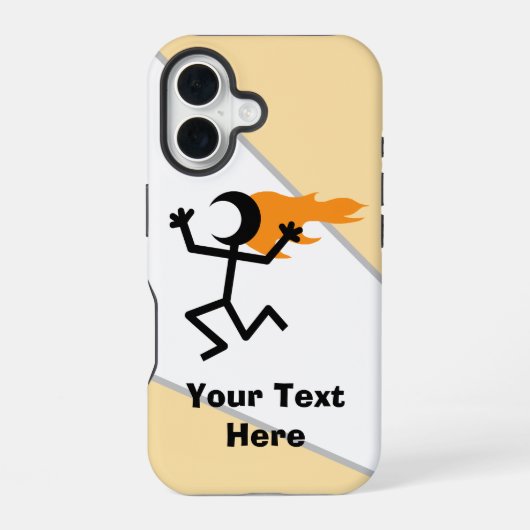 炎の頭のスティックマン iPhone 16ケース (裏面)