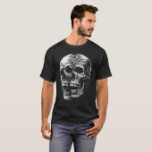 炎の頭蓋骨の叫び - ダークゴシックなドクロ Tシャツ (正面フル)