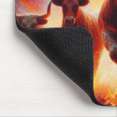 炎の風景を突進する雄牛 マウスパッド (コーナー)