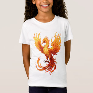 炎の飛んでいる鳳凰が灰から上がる Tシャツ