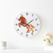 炎の馬 – 背景色を選択 ラージ壁時計 (ホーム)