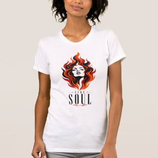 炎の魂 女性の力の肖像 Tシャツ