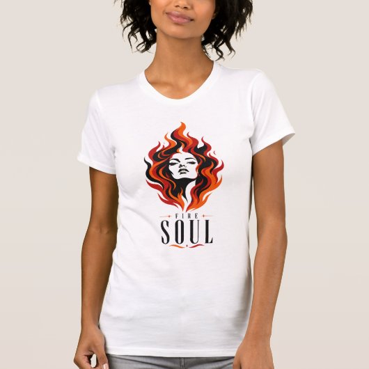 炎の魂 女性の力の肖像 Tシャツ (正面)