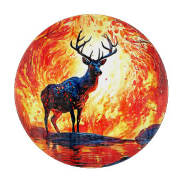 炎の鹿のスタンスクリムゾンスタグシーン カッティングボード