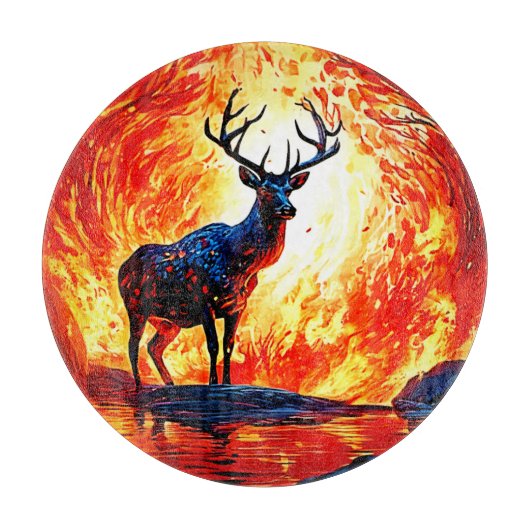 炎の鹿のスタンスクリムゾンスタグシーン カッティングボード (正面)