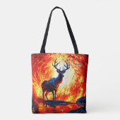 炎の鹿のスタンスクリムゾンスタグシーン トートバッグ (裏面)