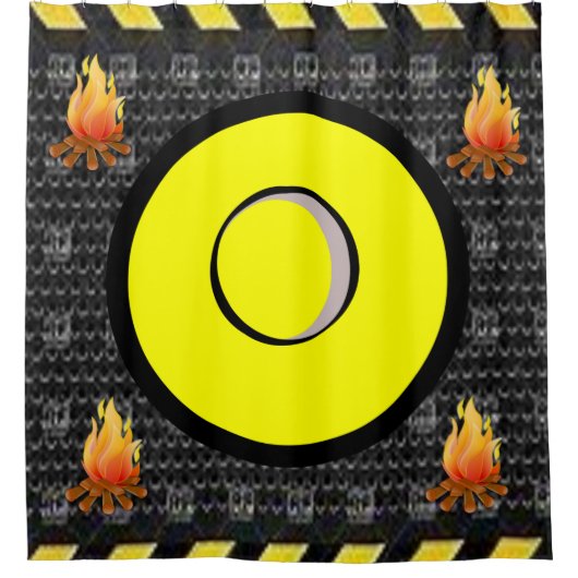 炎の黄色の黒のショーカーテン シャワーカーテン (正面)