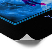 炎の黒いファンタジー馬あなた自身を作成 ポスター (角)