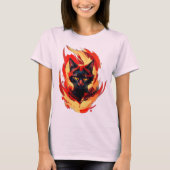 炎の黒猫 フレームキャット グラフィック Tシャツ (正面)