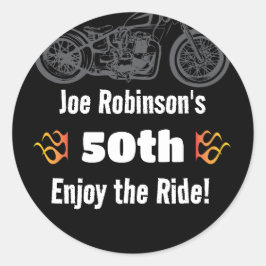 炎の50thまたは任意の誕生日を持つバイク ラウンドシール