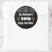 炎の50thまたは任意の誕生日を持つバイク ラウンドシール (バッグ)