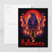 炎はがき付きハロウィンカラス ポストカード (正面/裏面)
