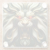 炎はっきりしたの視線で金獅子 ガラスコースター (裏面)