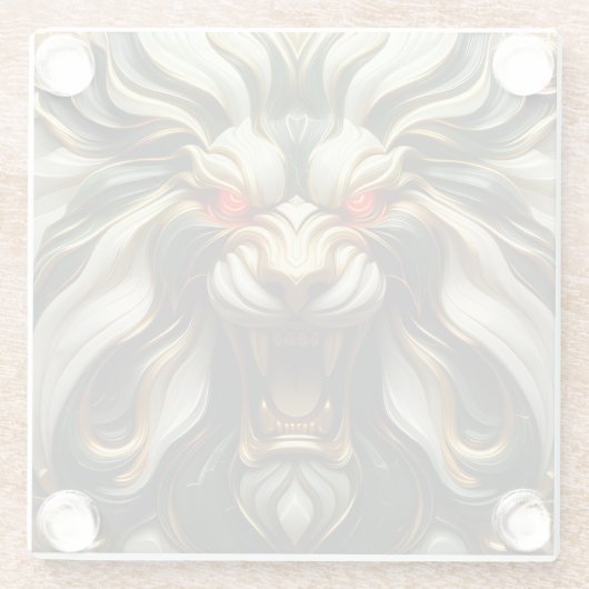 炎はっきりしたの視線で金獅子 ガラスコースター (裏面)