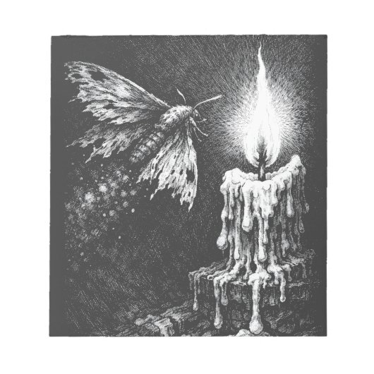 炎へと惹かれる蛾 ― BurnsInHell作 ノートパッド (正面)