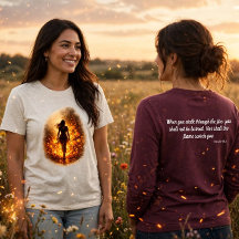 炎をくぐり抜ける女性 Tシャツ