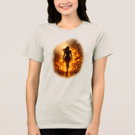 炎をくぐり抜ける女性 Tシャツ