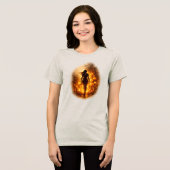 炎をくぐり抜ける女性 Tシャツ (正面全面)